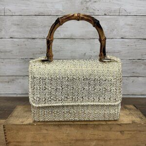 Fabulous D’margeaux New York Crossbody/Tote Gold Convertible Bamboo handles